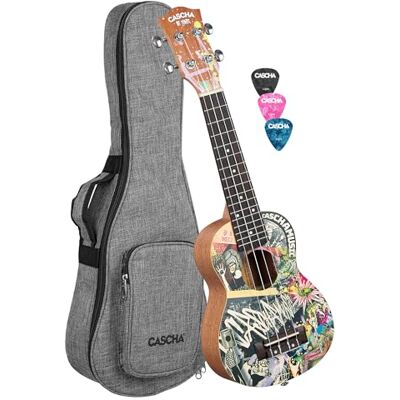 Cascha Art Series Urban Ukelele soprano con funda y 3 púas Cascha Art Series Urban Ukelele soprano con funda y 3 púas