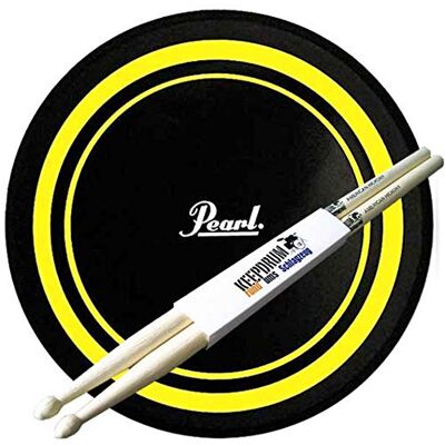 Pearl PDR-08P Tambor de práctica con baquetas (20 cm), color amarillo y negro Pearl PDR-08P Tambor de práctica con baquetas (20 cm), color amarillo y negro