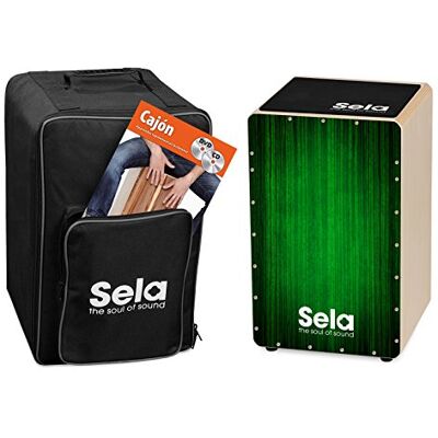 sela Cajón con mochila, cajón pad y método de cajón en francés y CD/DVD, color verde sela Cajón con mochila, cajón pad y método de cajón en francés y CD/DVD, color verde