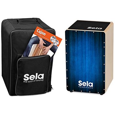 sela Cajón con mochila, cajón pad y método de cajón en inglés y CD/DVD, color azul sela Cajón con mochila, cajón pad y método de cajón en inglés y CD/DVD, color azul
