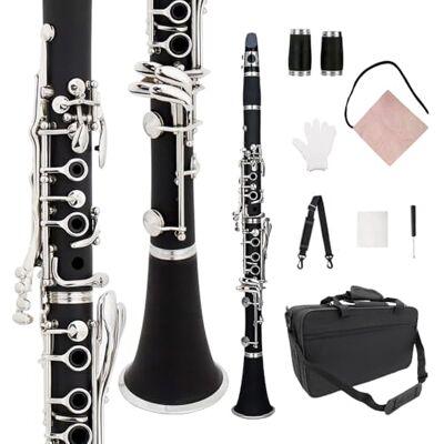 yinfente Clarinete para Estudiantes Principiantes con Estuche, Kit de Limpieza, Boquilla, Grasa de Corcho yinfente Clarinete para Estudiantes Principiantes con Estuche, Kit de Limpieza, Boquilla, Grasa de Corcho