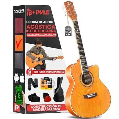 Pyle Kit de Guitarra Acústica para Principiantes Diestro, 3/4, Naranja amanecer mate Pyle Kit de Guitarra Acústica para Principiantes Diestro, 3/4, Naranja amanecer mate