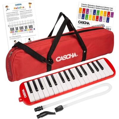 Cascha Melódica con estuche y boquilla, Instrumento para niños y principiantes, Rojo Cascha Melódica con estuche y boquilla, Instrumento para niños y principiantes, Rojo