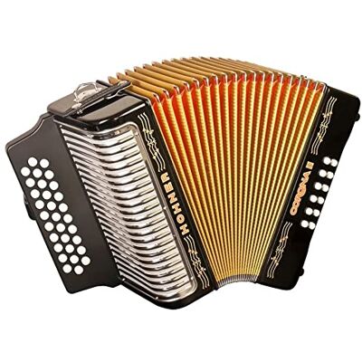 Hohner ACORDEONES DIAT. BOTONES. Acordeon de botones diatonico CORONA II GCF, BLACK LACQUERED. Hohner ACORDEONES DIAT. BOTONES. Acordeon de botones diatonico CORONA II GCF, BLACK LACQUERED.
