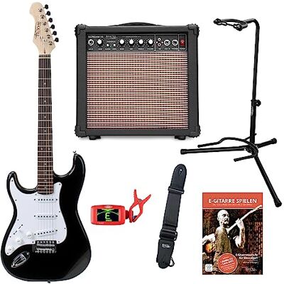 ROCKTILE Pro ST3-BK/RW-L Set de Guitarra Eléctrica para Zurdos (Lefty) Modelo: Pro ST3-BK/RW-L, Cuerpo: Tilo, Mástil: Arce atornillado, 3 Single Coil Pickups, 22 trastes jumbo, Clavijas: Die-cast ROCKTILE Pro ST3-BK/RW-L Set de Guitarra Eléctrica para Zurdos (Lefty) Modelo: Pro ST3-BK/RW-L, Cuerpo: Tilo, Mástil: Arce atornillado, 3 Single Coil Pickups, 22 trastes jumbo, Clavijas: Die-cast