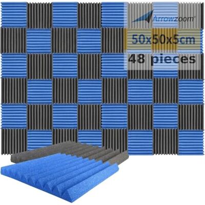 Arrowzoom 48 Piezas Acustico Absorción Sonido Wedge Cuña 50x50x5cm Espuma Acústica Aislamiento Acustico Estudio de Grabación Casas Estudios Azulejos Incombustibles Insonorizados AZ1134 NEGRO & AZUL Arrowzoom 48 Piezas Acustico Absorción Sonido Wedge Cuña 50x50x5cm Espuma Acústica Aislamiento Acustico Estudio de Grabación Casas Estudios Azulejos Incombustibles Insonorizados AZ1134 NEGRO & AZUL