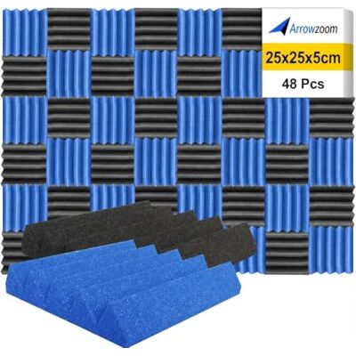 Arrowzoom 48 Piezas Acustico Absorción Sonido Wedge Cuña 25 X 25 X 5cm Espuma Acústica Aislamiento de Grabación Casas Estudios Azulejos Incombustibles Insonorizados AZ1134 NEGRO & AZUL Arrowzoom 48 Piezas Acustico Absorción Sonido Wedge Cuña 25 X 25 X 5cm Espuma Acústica Aislamiento de Grabación Casas Estudios Azulejos Incombustibles Insonorizados AZ1134 NEGRO & AZUL