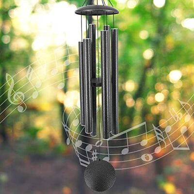 ASTARIN Wind Chimes Outdoor, 45-Inch Memorial Wind Chimes with 6 Heavy Tubes, Unique Outdoor Decor, Sympathy Gifts, Black Grey ASTARIN Wind Chimes Outdoor, 45-Inch Memorial Wind Chimes with 6 Heavy Tubes, Unique Outdoor Decor, Sympathy Gifts, Black Grey