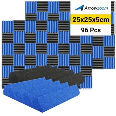 Arrowzoom 96 Piezas Acustico Absorción Sonido Wedge Cuña 25 X 25 X 5cm Espuma Acústica Aislamiento de Grabación Casas Estudios Azulejos Incombustibles Insonorizados AZ1134 NEGRO & AZUL Arrowzoom 96 Piezas Acustico Absorción Sonido Wedge Cuña 25 X 25 X 5cm Espuma Acústica Aislamiento de Grabación Casas Estudios Azulejos Incombustibles Insonorizados AZ1134 NEGRO & AZUL