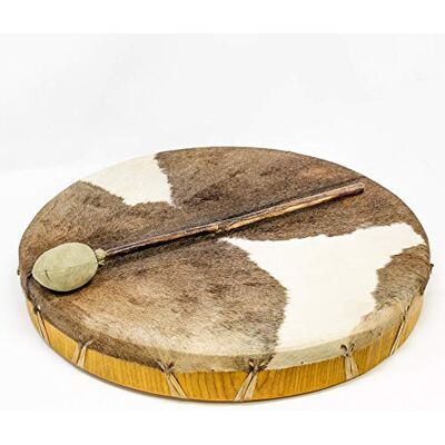 Terré Shaman Drum Diámetro 45 cm tambor de marco redondo piel de cabra BEHA tipo Shaman Drum Incluye Stick Terré Shaman Drum Diámetro 45 cm tambor de marco redondo piel de cabra BEHA tipo Shaman Drum Incluye Stick