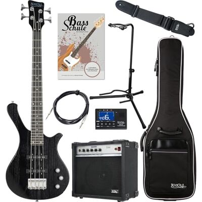 ROCKTILE TB-4 MBK Traveler Bajo Eléctrico Negro Mate Super Set, Escala: 25 Número de cuerdas: 4, Cuerpo: Aliso, Mástil: Arce, Diapasón: Technical Ebony, 5" (64, 8 cm), Ancho de cejuela: 39 mm, 1x tono ROCKTILE TB-4 MBK Traveler Bajo Eléctrico Negro Mate Super Set, Escala: 25 Número de cuerdas: 4, Cuerpo: Aliso, Mástil: Arce, Diapasón: Technical Ebony, 5" (64, 8 cm), Ancho de cejuela: 39 mm, 1x tono