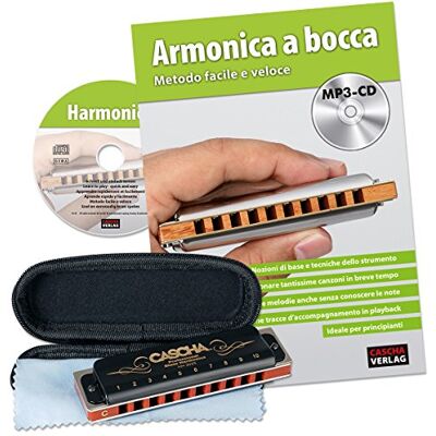 Cascha Set armónica de blues profesional con manual en italiano Cascha Set armónica de blues profesional con manual en italiano