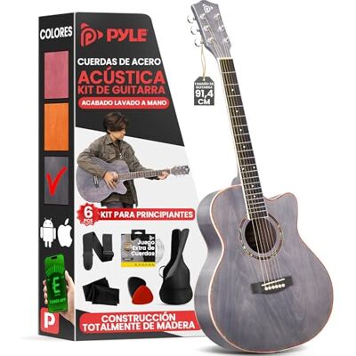 Pyle Kit de Guitarra Acústica para Principiantes Diestro, 3/4, Gris crepúsculo mate Pyle Kit de Guitarra Acústica para Principiantes Diestro, 3/4, Gris crepúsculo mate