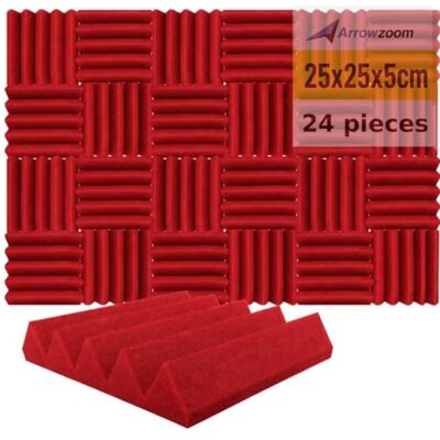 Arrowzoom 24 Piezas Panels Acustico Absorción Sonido Wedge Cuña 25x25x5cm Espuma Acústica Aislamiento Acustico Estudio de Grabación Casas Estudios Azulejos Incombustibles Insonorizados AZ1134 ROJO Arrowzoom 24 Piezas Panels Acustico Absorción Sonido Wedge Cuña 25x25x5cm Espuma Acústica Aislamiento Acustico Estudio de Grabación Casas Estudios Azulejos Incombustibles Insonorizados AZ1134 ROJO