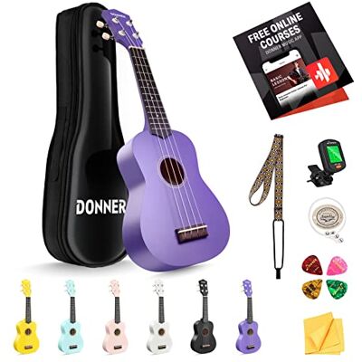 Donner Ukelele Soprano para Principiantes Adultos Niño Ukelele con Bolsa Correa Sintonizador de Cuerda paño de Recogida, DMU-01 21 Pulgadas mate Ukalalee Bundle Kit Macaron Series-Morado Donner Ukelele Soprano para Principiantes Adultos Niño Ukelele con Bolsa Correa Sintonizador de Cuerda paño de Recogida, DMU-01 21 Pulgadas mate Ukalalee Bundle Kit Macaron Series-Morado