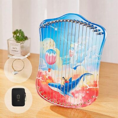 HAJHI Lyre Harp Pulgar Jugar Acrílico Pintura de Colores Arpa de Lira 17/21/31 Cuerdas con Portátil Bolsas Cuerdas de Repuesto Instrumento Lira Para Principiantes Niños(Azul,17 notes) HAJHI Lyre Harp Pulgar Jugar Acrílico Pintura de Colores Arpa de Lira 17/21/31 Cuerdas con Portátil Bolsas Cuerdas de Repuesto Instrumento Lira Para Principiantes Niños(Azul,17 notes)