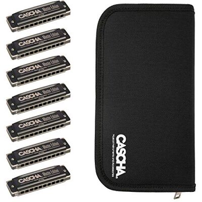 Cascha Master Edition Set de armónica con funda, diatónica, 7 tonos: C D E F G A Bb Cascha Master Edition Set de armónica con funda, diatónica, 7 tonos: C D E F G A Bb