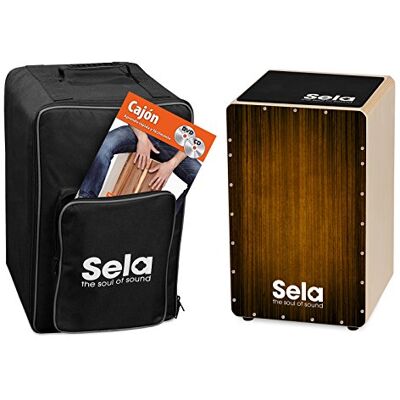 sela Cajón con mochila, cajón pad y método de cajón en español y CD/DVD, color marrón, Estándar sela Cajón con mochila, cajón pad y método de cajón en español y CD/DVD, color marrón, Estándar