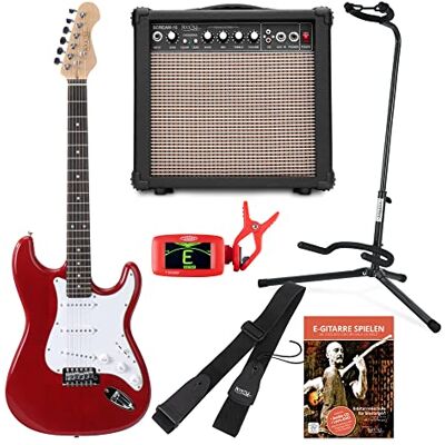 ROCKTILE Sphere Classic E-Guitarra Roja, Modelo: Sphere Classic, 35 mm Cuerpo: tilo, Mástil atornillado de arce, 3 pastillas Single Coil, 21 trastes medios, Radio del diapasón: 14", Escala: 648 mm ROCKTILE Sphere Classic E-Guitarra Roja, Modelo: Sphere Classic, 35 mm Cuerpo: tilo, Mástil atornillado de arce, 3 pastillas Single Coil, 21 trastes medios, Radio del diapasón: 14", Escala: 648 mm