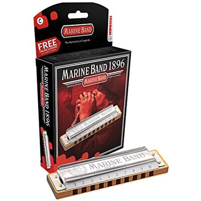 Hohner 1896BL de la armónica Marine Band, llave de D Hohner 1896BL de la armónica Marine Band, llave de D