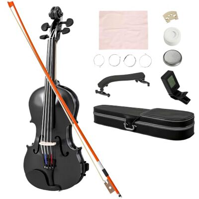 HOMCOM Violín 4/4 de Tamaño Completo de Madera para Principiantes Negro Set de Violín, para Adultos y Niños, Estuche Ligero, Arco, Colofonia, Afinadores, Cuerdas, Soporte para Hombro HOMCOM Violín 4/4 de Tamaño Completo de Madera para Principiantes Negro Set de Violín, para Adultos y Niños, Estuche Ligero, Arco, Colofonia, Afinadores, Cuerdas, Soporte para Hombro