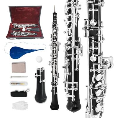 yinfente Oboe Profesional Con Llave C Izquierda F Resonancia Semiautomática, Ebonita/Palisandro + Piezas (Ebonita) yinfente Oboe Profesional Con Llave C Izquierda F Resonancia Semiautomática, Ebonita/Palisandro + Piezas (Ebonita)