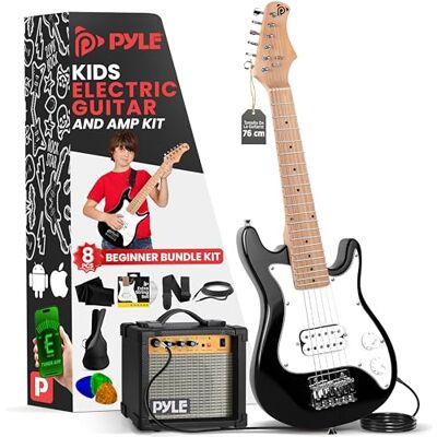 Pyle kit de inicio de guitarra electrica, Con amplificador de 10W, Mini instrumento, 30”, Accesorios Pyle kit de inicio de guitarra electrica, Con amplificador de 10W, Mini instrumento, 30”, Accesorios