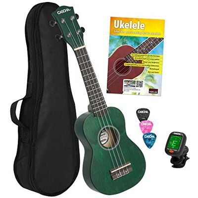 Cascha Set de ukelele soprano holandés – para niños y adultos I Kit de iniciación con 3 púas de funda holandesa y afinador DVD I cuerdas Aquila Nylon I Guitarra Hawaii pequeña verde Cascha Set de ukelele soprano holandés – para niños y adultos I Kit de iniciación con 3 púas de funda holandesa y afinador DVD I cuerdas Aquila Nylon I Guitarra Hawaii pequeña verde