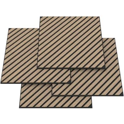 Helloshop26 Juego de 4 paneles acústicos de láminas diagonales 1,44 m² efecto nogal, claro Helloshop26 Juego de 4 paneles acústicos de láminas diagonales 1,44 m² efecto nogal, claro