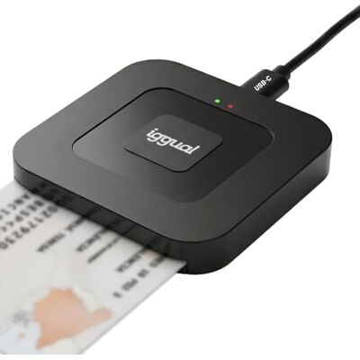 iggual Lector DNI Electrónico y Tarjetas Inteligentes Conexión Entrada Tipo C Admite Cables de Salida USB-A y USB-C Compatible DNIe 4.0 Velocidad de Lectura 420 kbps Windows, macOS y Linux iggual Lector DNI Electrónico y Tarjetas Inteligentes Conexión Entrada Tipo C Admite Cables de Salida USB-A y USB-C Compatible DNIe 4.0 Velocidad de Lectura 420 kbps Windows, macOS y Linux