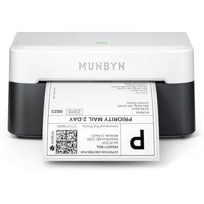 MUNBYN Impresora Etiquetas Bluetooth USB 4x6 Térmica 72 ppm, Negro, 403B Sin Tinta, Alineación Automática, Compatible con iOS Android Windows Mac Chrome OS, Para Envíos Shopify DHL UPS MUNBYN Impresora Etiquetas Bluetooth USB 4x6 Térmica 72 ppm, Negro, 403B Sin Tinta, Alineación Automática, Compatible con iOS Android Windows Mac Chrome OS, Para Envíos Shopify DHL UPS