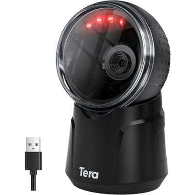 Tera Escáner de código de Barras de Escritorio omnidireccional: 1D 2D QR Escáner de código de Barras con Cable USB Manos Libres Cabezal de escaneo Ajustable para POS supermercado Model 9000 Tera Escáner de código de Barras de Escritorio omnidireccional: 1D 2D QR Escáner de código de Barras con Cable USB Manos Libres Cabezal de escaneo Ajustable para POS supermercado Model 9000