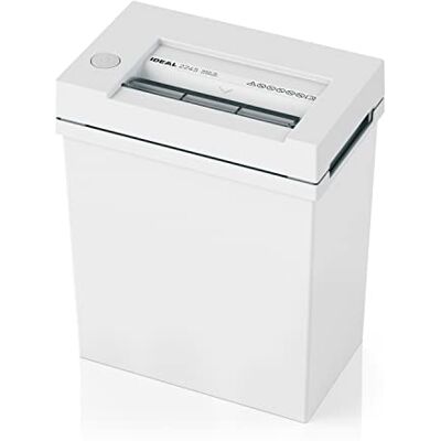 IDEAL 2245 Destructora de papel, nivel de seguridad P-2, corte en tiras de 4 mm, capacidad de 11 hojas, cubo de basura de 20 L, también destruye grapas y tarjetas de crédito IDEAL 2245 Destructora de papel, nivel de seguridad P-2, corte en tiras de 4 mm, capacidad de 11 hojas, cubo de basura de 20 L, también destruye grapas y tarjetas de crédito