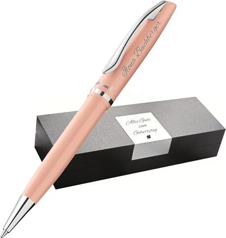 Pelikan Jazz Bolígrafo con grabado de regalo – bolígrafos únicos con nombre – regalos personalizados para Navidad – bolígrafo personalizado (grabado, pastel albaricoque)