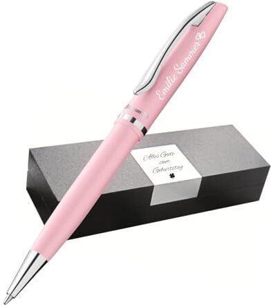 Pelikan Jazz Bolígrafo de Color Personalizado Regalo - Bolígrafos únicos con nombre - Regalos personalizados para Navidad - Bolígrafo personalizado (impresión UV, rosa pastel)