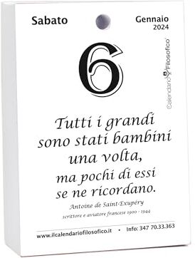 Il Calendario Filosofico 2024, el primer y original calendario de mesa con 365 días de frases filosóficas, leer todos los días una frase, diseñado y creado en Bolonia, formato A6 de 10 x 14 cm