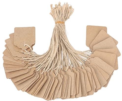 jijAcraft   Etiquetas de Papel Kraft   1000 Piezas   35mm x 45mm   Etiquetas de Precio con Cordel para Joyeria Ropa Regalo   Marrón