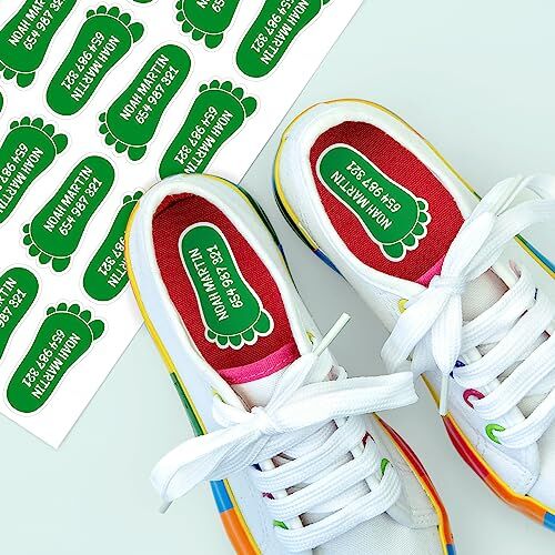 48 Etiquetas para zapatos personalizadas con nombre   Etiquetas de pie para zapatos adhesivas para los niños - Stikets