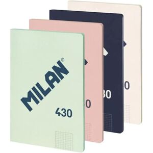 MILAN ® Pack 4 libretas A4 encoladas, papel cuadriculado (5 x 5 mm), 48 hojas de 95 gr/m², colección goma 430 MILAN ® Pack 4 libretas A4 encoladas, papel cuadriculado (5 x 5 mm), 48 hojas de 95 gr/m², colección goma 430