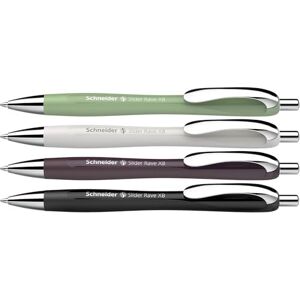 Schneider Slider Rave XB Bolígrafo (edición especial limitada, 1 verde orgánico, gris plateado, ciruela, negro, fabricado en Alemania), 4 unidades, color de escritura: azul Schneider Slider Rave XB Bolígrafo (edición especial limitada, 1 verde orgánico, gris plateado, ciruela, negro, fabricado en Alemania), 4 unidades, color de escritura: azul