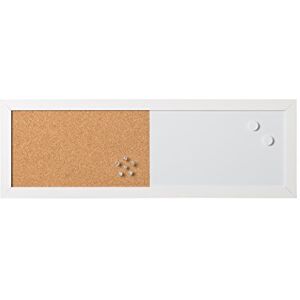 Bi-Office Combo Pizarra Blanca y Tablón de Anuncios Elements, Magnético, Borrado en Seco/ Corcho, Marco MDF Blanco, 60x20cm Bi-Office Combo Pizarra Blanca y Tablón de Anuncios Elements, Magnético, Borrado en Seco/ Corcho, Marco MDF Blanco, 60x20cm