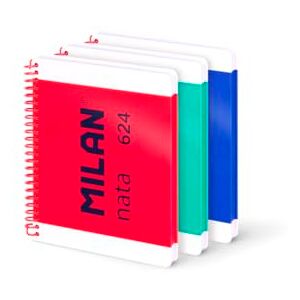 MILAN ® Pack 3 cuadernos A5 con espiral y tapa dura, papel a líneas (7 mm), 80 hojas de 95 gr/m², colección nata® 624 since 1918 MILAN ® Pack 3 cuadernos A5 con espiral y tapa dura, papel a líneas (7 mm), 80 hojas de 95 gr/m², colección nata® 624 since 1918
