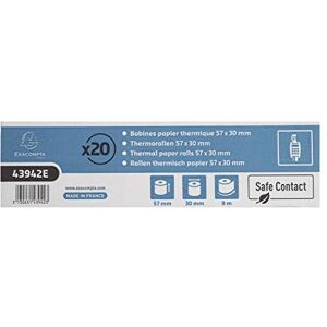 Exacompta Ref. Caja de 20 bobinas para billetes de tarjeta bancaria, ancho 57 mm x diámetro 30 mm, mandril de 12 mm, seguro contacto de larga conservación sin fenol, metraje (+/-2m): 9 m Exacompta Ref. Caja de 20 bobinas para billetes de tarjeta bancaria, ancho 57 mm x diámetro 30 mm, mandril de 12 mm, seguro contacto de larga conservación sin fenol, metraje (+/-2m): 9 m