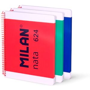 MILAN ® Pack 3 cuadernos A4 con espiral y tapa dura, papel a líneas (7 mm), 80 hojas de 95 gr/m², colección nata® 624 since 1918 MILAN ® Pack 3 cuadernos A4 con espiral y tapa dura, papel a líneas (7 mm), 80 hojas de 95 gr/m², colección nata® 624 since 1918