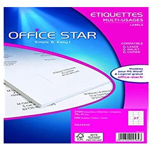 Office Star Products Office Star Disco 2700 multiusos etiquetas 70 x 31 mm Blanco Office Star Products Office Star Disco 2700 multiusos etiquetas 70 x 31 mm Blanco