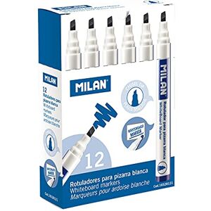 MILAN Caja 12 rotuladores para pizarra blanca punta biselada azul MILAN Caja 12 rotuladores para pizarra blanca punta biselada azul