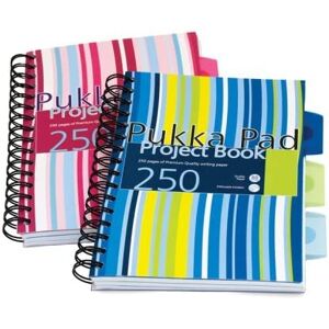 Pukka Pad Pukka - Cuaderno de espiral doble (A5, 250 hojas microperforadas, 80 g/m², raya de 8 mm, tapa de polipropileno transparente, incluye separadores), color rosa y azul