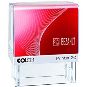 COLOP Sello de texto Printer 20 Pagado y pictograma, color azul y rojo, para uso inmediato, sello terminado con texto de almacenamiento y cojín de 2 colores COLOP Sello de texto Printer 20 Pagado y pictograma, color azul y rojo, para uso inmediato, sello terminado con texto de almacenamiento y cojín de 2 colores