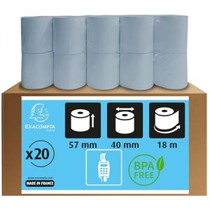 Exacompta Ref. Caja de 20 bobinas para billetes de tarjeta bancaria, ancho 57 mm x diámetro 40 mm, mandril de 12 mm, seguro contacto de larga conservación sin fenol, metraje (+/-2m): 18 m Exacompta Ref. Caja de 20 bobinas para billetes de tarjeta bancaria, ancho 57 mm x diámetro 40 mm, mandril de 12 mm, seguro contacto de larga conservación sin fenol, metraje (+/-2m): 18 m