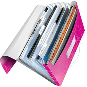 Leitz Carpeta acordeón WOW PP con 6 separadores más 1 extra ancho DIN A4 color fucsia metalizado Leitz Carpeta acordeón WOW PP con 6 separadores más 1 extra ancho DIN A4 color fucsia metalizado
